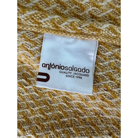 ANTONIO SALGADO Goldenrod Yellow Cotton Jacquard Throw Blanket 65x48 - Picture 5 of 5